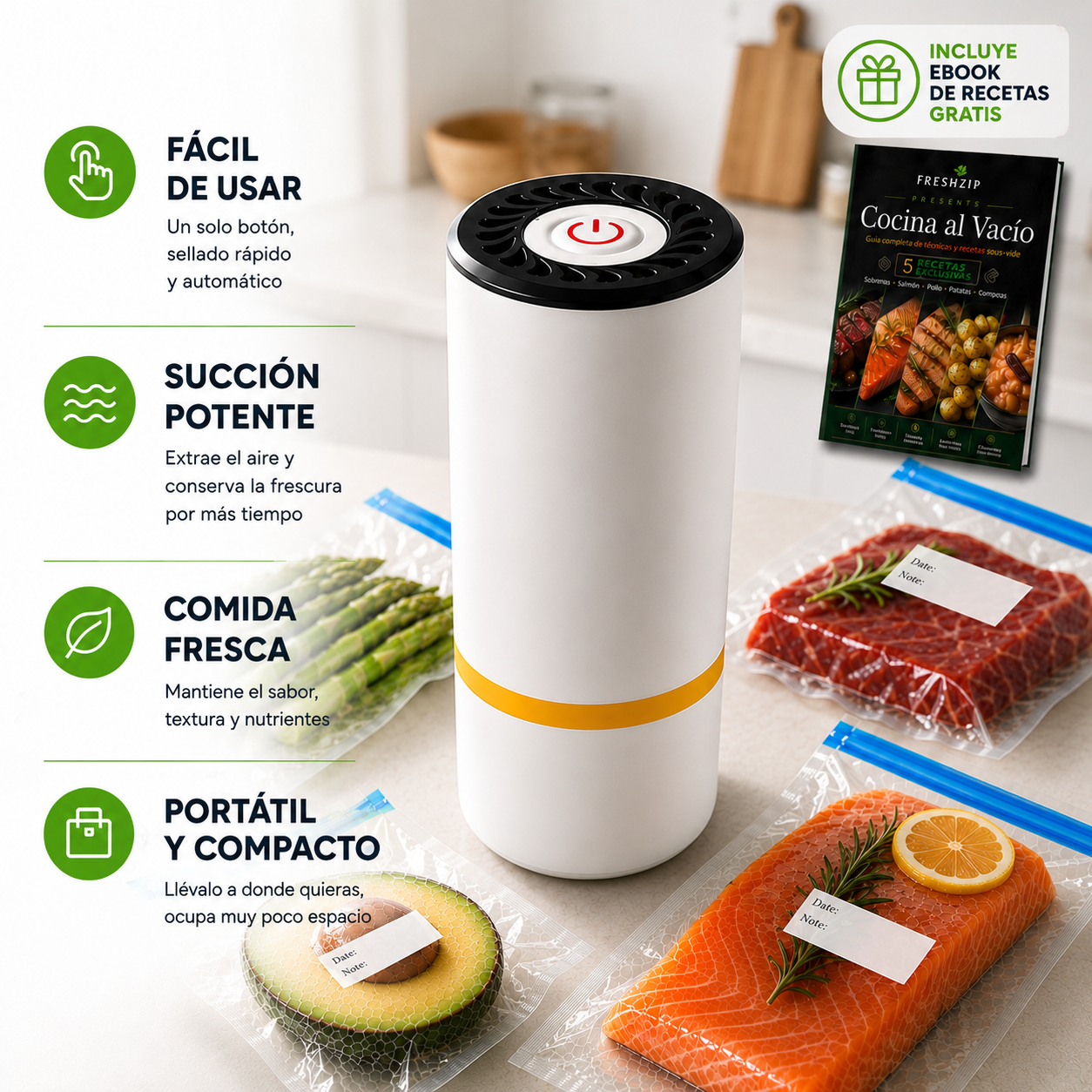 FreshZip™ Selladora al Vacío Portatil
